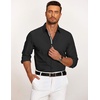 image:imageCOOFANDY Mens Casual Button Down Shirt Untucked Long Sleeve Stretch Denim Dress ShirtBlack