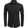 image:imageCOOFANDY Mens Casual Button Down Shirt Untucked Long Sleeve Stretch Denim Dress ShirtBlack