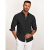 image:imageCOOFANDY Mens Casual Button Down Shirt Untucked Long Sleeve Stretch Denim Dress ShirtBlackplaid