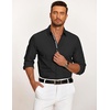 image:imageCOOFANDY Mens Casual Button Down Shirt Untucked Long Sleeve Stretch Denim Dress ShirtBlackplaid