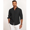 image:imageCOOFANDY Mens Casual Button Down Shirt Untucked Long Sleeve Stretch Denim Dress ShirtBlackplaid