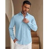 image:imageCOOFANDY Mens Casual Button Down Shirt Untucked Long Sleeve Stretch Denim Dress ShirtClear Blue