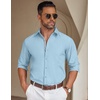 image:imageCOOFANDY Mens Casual Button Down Shirt Untucked Long Sleeve Stretch Denim Dress ShirtClear Blue