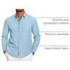 image:imageCOOFANDY Mens Casual Button Down Shirt Untucked Long Sleeve Stretch Denim Dress ShirtClear Blue