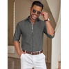 image:imageCOOFANDY Mens Casual Button Down Shirt Untucked Long Sleeve Stretch Denim Dress ShirtDark Grey