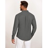 image:imageCOOFANDY Mens Casual Button Down Shirt Untucked Long Sleeve Stretch Denim Dress ShirtDark Grey