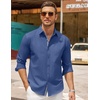 image:imageCOOFANDY Mens Casual Button Down Shirt Untucked Long Sleeve Stretch Denim Dress ShirtDenim Blue