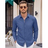 image:imageCOOFANDY Mens Casual Button Down Shirt Untucked Long Sleeve Stretch Denim Dress ShirtDenim Blue