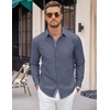 image:imageCOOFANDY Mens Casual Button Down Shirt Untucked Long Sleeve Stretch Denim Dress ShirtDusty Blue