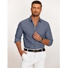 image:imageCOOFANDY Mens Casual Button Down Shirt Untucked Long Sleeve Stretch Denim Dress ShirtDusty Blue