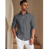 image:imageCOOFANDY Mens Casual Button Down Shirt Untucked Long Sleeve Stretch Denim Dress ShirtGrey
