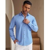 image:imageCOOFANDY Mens Casual Button Down Shirt Untucked Long Sleeve Stretch Denim Dress ShirtLight Blue