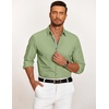 image:imageCOOFANDY Mens Casual Button Down Shirt Untucked Long Sleeve Stretch Denim Dress ShirtLight Green