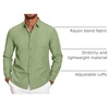 image:imageCOOFANDY Mens Casual Button Down Shirt Untucked Long Sleeve Stretch Denim Dress ShirtLight Green