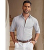 image:imageCOOFANDY Mens Casual Button Down Shirt Untucked Long Sleeve Stretch Denim Dress ShirtLight Grey