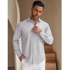 image:imageCOOFANDY Mens Casual Button Down Shirt Untucked Long Sleeve Stretch Denim Dress ShirtLight Grey