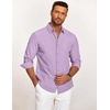 image:imageCOOFANDY Mens Casual Button Down Shirt Untucked Long Sleeve Stretch Denim Dress ShirtLight Purple