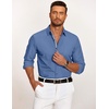 image:imageCOOFANDY Mens Casual Button Down Shirt Untucked Long Sleeve Stretch Denim Dress ShirtNavy