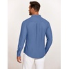 image:imageCOOFANDY Mens Casual Button Down Shirt Untucked Long Sleeve Stretch Denim Dress ShirtNavy