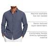 image:imageCOOFANDY Mens Casual Button Down Shirt Untucked Long Sleeve Stretch Denim Dress ShirtNavy Blue