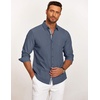 image:imageCOOFANDY Mens Casual Button Down Shirt Untucked Long Sleeve Stretch Denim Dress ShirtNavy Blue