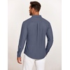 image:imageCOOFANDY Mens Casual Button Down Shirt Untucked Long Sleeve Stretch Denim Dress ShirtNavy Blue