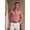 image:imageCOOFANDY Mens Casual Button Down Shirt Untucked Long Sleeve Stretch Denim Dress ShirtPink