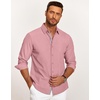 image:imageCOOFANDY Mens Casual Button Down Shirt Untucked Long Sleeve Stretch Denim Dress ShirtPurple Red