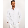 image:imageCOOFANDY Mens Casual Button Down Shirt Untucked Long Sleeve Stretch Denim Dress ShirtWhite