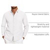 image:imageCOOFANDY Mens Casual Button Down Shirt Untucked Long Sleeve Stretch Denim Dress ShirtWhite