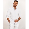 image:imageCOOFANDY Mens Casual Button Down Shirt Untucked Long Sleeve Stretch Denim Dress ShirtWhitered