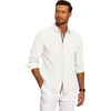 image:imageCOOFANDY Mens Casual Button Down Shirt Untucked Long Sleeve Stretch Denim Dress ShirtWhitered