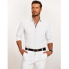 image:imageCOOFANDY Mens Casual Button Down Shirt Untucked Long Sleeve Stretch Denim Dress ShirtWhitered