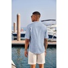 image:imageCOOFANDY Mens Casual Henley Shirt Short Sleeve Band Collar Linen Shirt Summer Beach Hippie TShirtsAflecking Blue