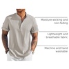 image:imageCOOFANDY Mens Casual Henley Shirt Short Sleeve Band Collar Linen Shirt Summer Beach Hippie TShirtsApricot