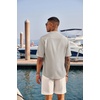 image:imageCOOFANDY Mens Casual Henley Shirt Short Sleeve Band Collar Linen Shirt Summer Beach Hippie TShirtsApricot