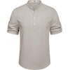 image:imageCOOFANDY Mens Casual Henley Shirt Short Sleeve Band Collar Linen Shirt Summer Beach Hippie TShirtsApricot