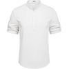image:imageCOOFANDY Mens Casual Henley Shirt Short Sleeve Band Collar Linen Shirt Summer Beach Hippie TShirtsAwhite