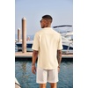 image:imageCOOFANDY Mens Casual Henley Shirt Short Sleeve Band Collar Linen Shirt Summer Beach Hippie TShirtsBeige