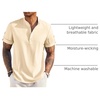 image:imageCOOFANDY Mens Casual Henley Shirt Short Sleeve Band Collar Linen Shirt Summer Beach Hippie TShirtsBeige