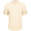 image:imageCOOFANDY Mens Casual Henley Shirt Short Sleeve Band Collar Linen Shirt Summer Beach Hippie TShirtsBeige