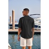 image:imageCOOFANDY Mens Casual Henley Shirt Short Sleeve Band Collar Linen Shirt Summer Beach Hippie TShirtsBlack