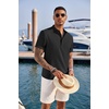 image:imageCOOFANDY Mens Casual Henley Shirt Short Sleeve Band Collar Linen Shirt Summer Beach Hippie TShirtsBlack