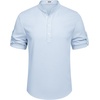 image:imageCOOFANDY Mens Casual Henley Shirt Short Sleeve Band Collar Linen Shirt Summer Beach Hippie TShirtsBlue