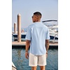 image:imageCOOFANDY Mens Casual Henley Shirt Short Sleeve Band Collar Linen Shirt Summer Beach Hippie TShirtsBlue