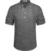 image:imageCOOFANDY Mens Casual Henley Shirt Short Sleeve Band Collar Linen Shirt Summer Beach Hippie TShirtsDark Gray