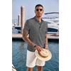 image:imageCOOFANDY Mens Casual Henley Shirt Short Sleeve Band Collar Linen Shirt Summer Beach Hippie TShirtsDark Gray
