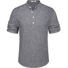 image:imageCOOFANDY Mens Casual Henley Shirt Short Sleeve Band Collar Linen Shirt Summer Beach Hippie TShirtsFlecking Navy Blue