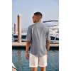image:imageCOOFANDY Mens Casual Henley Shirt Short Sleeve Band Collar Linen Shirt Summer Beach Hippie TShirtsFlecking Navy Blue