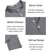 image:imageCOOFANDY Mens Casual Henley Shirt Short Sleeve Band Collar Linen Shirt Summer Beach Hippie TShirtsFlecking Navy Blue